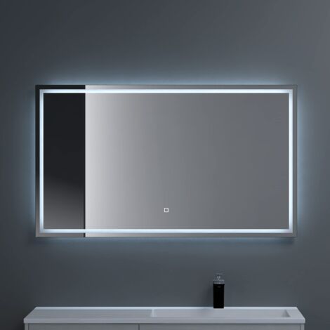 doporro® Specchio da Bagno Appeso a LED, Specchio per Bagno con Luce LED 1400x700mm Touch Control Specchio Senza Cornice Ramata di 5mm LED-Spiegel02