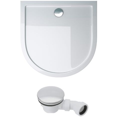 doporro Piatto Doccia con Piletta 90x90x4cm, Piatto Doccia Faro4W in Acrilico incl. Piletta di Scarico (AL02), Forma: Semicircolare, Bianco