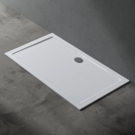 doporro Piatto Doccia Rettangolare in Acrilico Rinforzato, Ultrasottile 4 cm, Installazione da Appoggio o Filo Pavimento, Piletta di Scarico Inclusa (AL02) Bianco Lucido 90x140 cm - Faro2