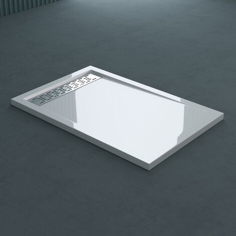 doporro® Piatto Doccia con Piletta 90x120x5cm, Piatto Doccia Rettangolare in Acrilico incl.AL02 Xetro04W, Bianco