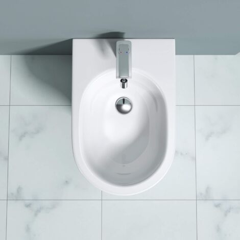 doporro WC Bidet a Terra in Ceramica Superficie Antisporco S-Düren304 Bianco