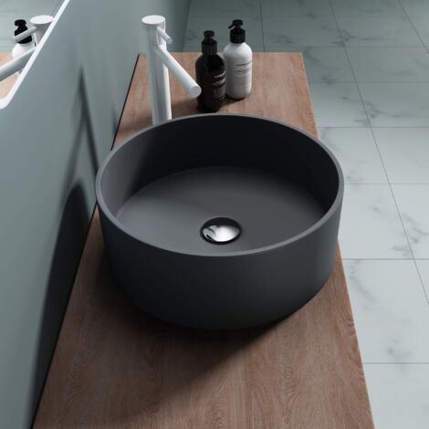 Doporro Lavabo Bagno Rettangolare 60 Cm, Lavandino Da Appoggio O Sospeso In Minerale Fuso Bianco Lucido, Scarico Incluso Colossum19