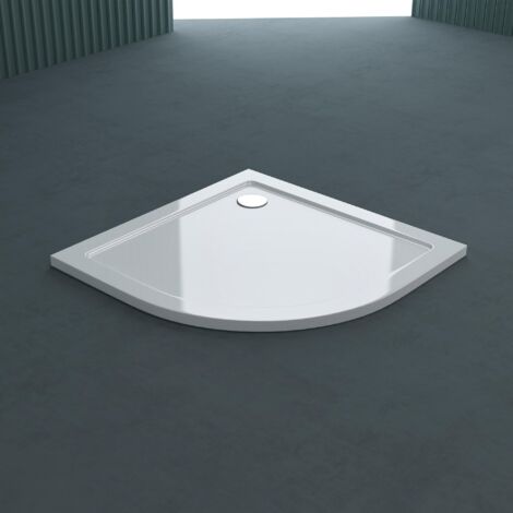 doporro Piatto Doccia Angolare Semicircolare Altezza 4 cm Ultra Flat in Acrilico Nero Lucido 90x90 cm Piletta Inclusa (AL01) - Faro3