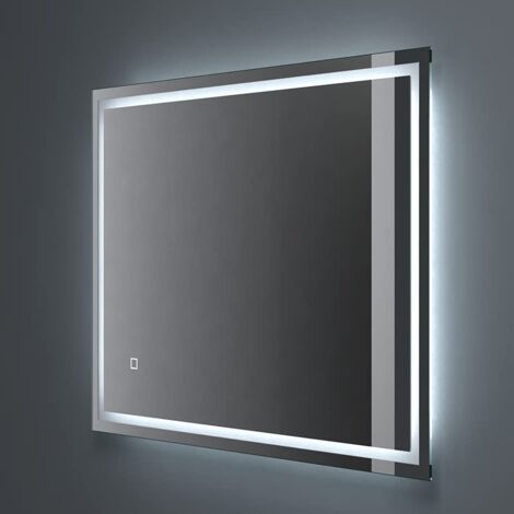 doporro Specchio Bagno con Luce LED dimmerabile Specchio da Parete Illuminato Design Antiappannamento con Interruttore Tattile Specchio da Trucco Rettangolare 60x80cm/80x60cm Spiegel02