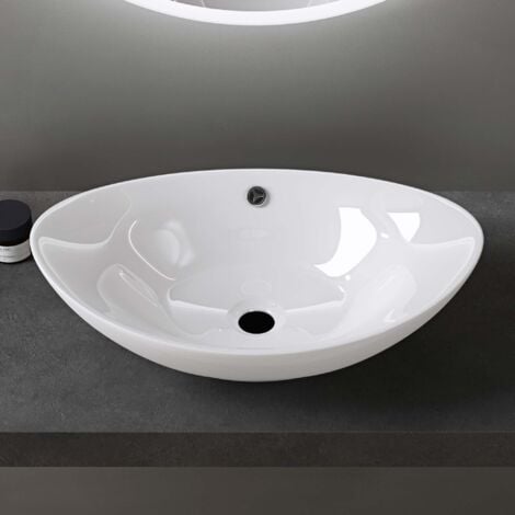 HOROW Lavandino Bagno Piccolo Con Bordo Sottile, Mini Lavabo Sospeso Per Ospiti Ceramica