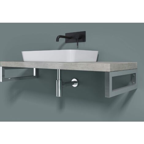 doporro Staffe Reggimensola Rettangolare in Acciaio Inox Supporti da Parete per Mensole, Lavabi e Porta Asciugamani, Cromo, Set da 2 Pezzi, 450x150 mm - WH01