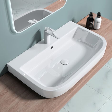 Lavabo da appoggio in ceramica mini shell bianco satinato