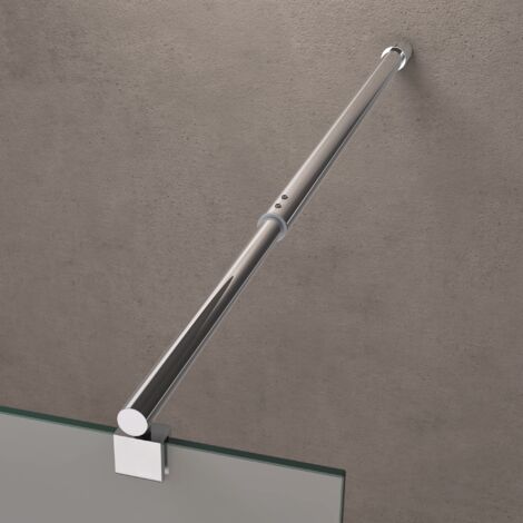 Box Doccia Walk In 90x190 Cm - Vetro Temperato 8 Mm Trasparente, Braccio Fisso Cromato, Senza Piano Doccia