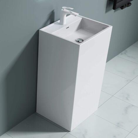 doporro Lavandino a Colonna, Lavandino su Piedistallo 50x42x90cm, Lavabo su Colonna per Bagni da Minerale Fuso Colossum34, un Foro per la Rubinetteria