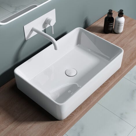 Lavabo da appoggio in ceramica Mini Shell Bianco Lucido