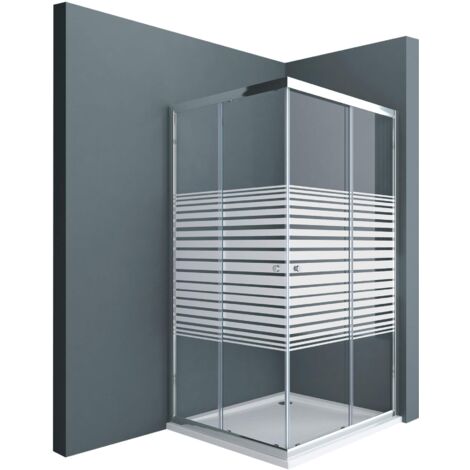 doporro Box Doccia 80x75x190cm, Cabina Doccia Angolare con Porte Scorrevoli Vetro di Sicurezza ESG Vetro Parzialmente Smerigliato 6mm Ravenna16MS (1/5)
