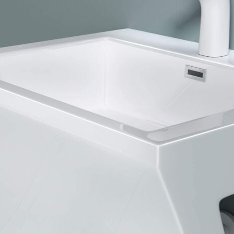 Lavandino A Colonna In Pietra Artificiale | 60x48x83 Cm | Foro Sfioramento, Facile Da Pulire | Design Moderno - Foto 5