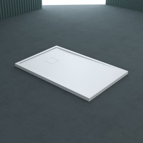doporro Piatto Doccia Rettangolare 80x120x5 cm in Marmoresina Bianco, Effetto Pietra Resistente e Antiscivolo - Geoma08