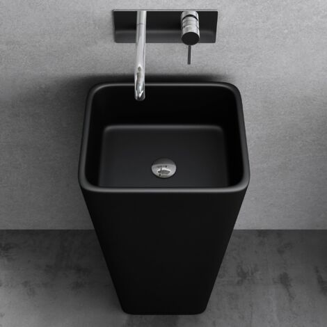 Lavandino A Colonna In Pietra Artificiale | 60x48x83 Cm | Foro Sfioramento, Facile Da Pulire | Design Moderno - Foto 11