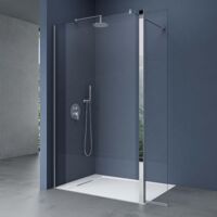 doporro Box Doccia Walk-In 90x200cm con Vetro Laterale 30cm, Parete Doccia Anticalcare in Vetro da 10mm con Braccio Sostegno MMBR1 Telescopico in Acciaio