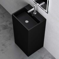 doporro Lavandino a Colonna, Lavandino su Piedistallo 50X42X90cm, Lavabo su Colonna per Bagni da Minerale Fuso Colossum34, un Foro per la Rubinetteria, Nero