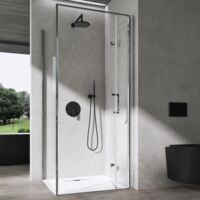 doporro Box Doccia 75x90cm con Piatto Doccia, Cabina Bagno con Porta Pieghevole Vetro di Sicurezza ESG Vetro Trasparente Ravenna37K-Plus