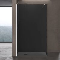 doporro Box Doccia Walk-In Bremen01VG-Plus 110x200cm, Parete Doccia Anticalcare in Vetro da 8mm con Braccio Sostegno Telescopico in Acciaio MMBR1