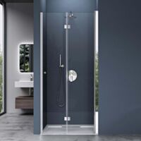 doporro Box Doccia per Nicchia Porta a Soffietto Pieghevole con 2 Ante in Vetro Temperato 6 mm Trasparente Anticalcare, Profilo Cromo Lucido 80x190 cm - Teramo26K