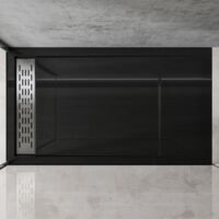 doporro Piatto Doccia 100x120x5cm, Piatto Doccia Rettangolare in Acrilico Xetro04, Nero