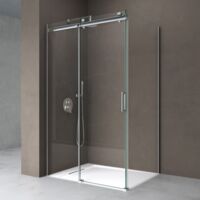 doporro Box Doccia 75x140x195 cm in Vetro Temperato Trasparente 8 mm Porta Scorrevole con Maniglie e Profili Cromati, Trattamento Anticalcare Easy Clean - Ravenna17K
