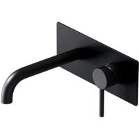 doporro Rubinetto Cascata Parete,Miscelatore da Bagno Lavabo Muro in Ottone Cromato WA112, Nero