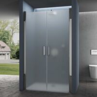 doporro Porta Box Doccia per Nicchia con 2 Ante Apertura Battente in Vetro Temperato Satinato, 110x195cm - Teramo24VS