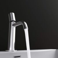 doporro Miscelatore Monocomando per Lavabo Bagno Senza Leva, Rubinetto con Flessibili Acqua Calda Fredda in Ottone Cromato H 20,7 cm WAO-7701