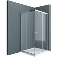 doporro Box Doccia 100x90x190cm, Cabina Doccia Angolare con Porte Scorrevoli Vetro di Sicurezza ESG Vetro Trasparente 6mm Ravenna16k