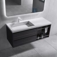 doporro Mobile Bagno sospeso 120x46x49cm, Mobiletto per Bagno con Lavabo, Vulcano Grigio, Seria Open