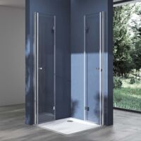 doporro Box Doccia 80x75x190cm con 4cm Piatto Doccia, Cabina Bagno Angolare con Porte Girevoli a 180° Vetro di Sicurezza ESG Vetro Trasparente Ravenna26K