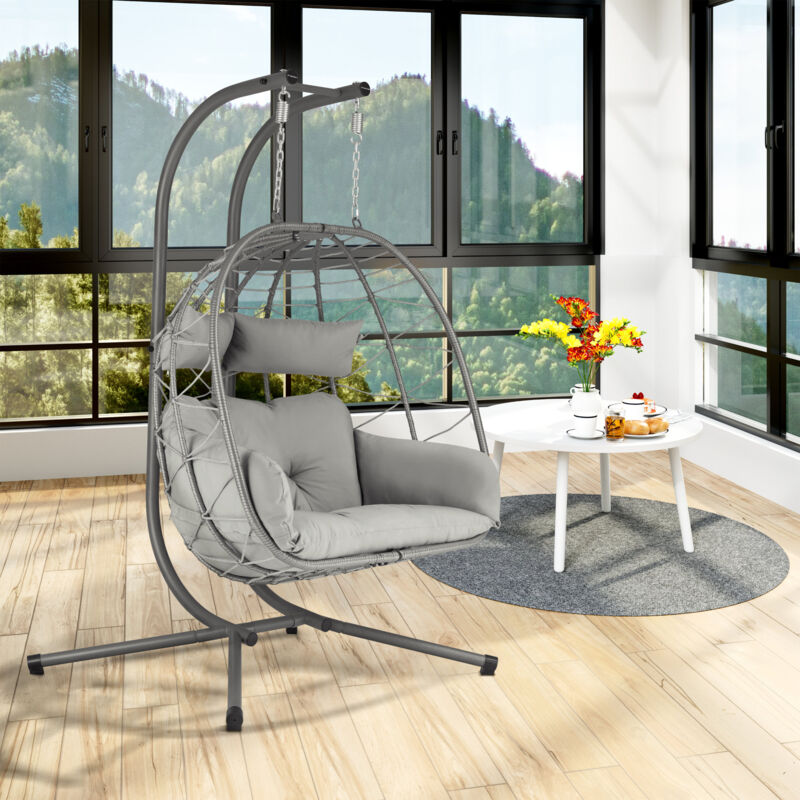 Sedia Sospesa YITAHOME Con Supporto - Amaca Con Cuscino, Portata 100kg, Per Interni Ed Esterni - Foto 7