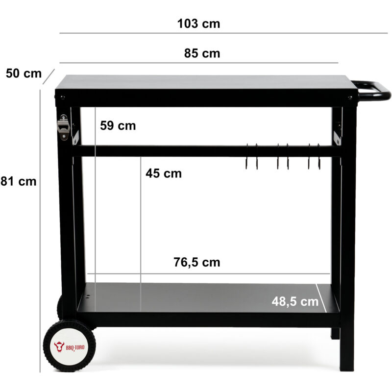 Tavolino Laterale Per Barbecue BBQ-Toro - Acciaio Inox Regolabile Per Griglie Ø57 Cm - Foto 10
