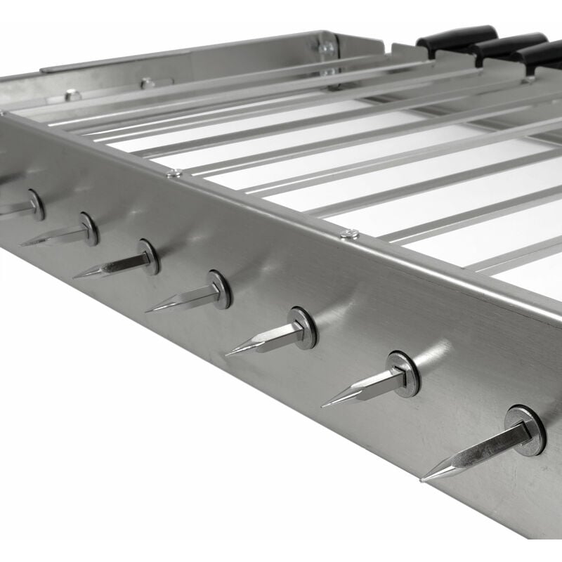 BBQ-Toro Attacco per grigliare in acciaio inox con 9 spiedini 56 x 26-40 cm  Motore a sinistra