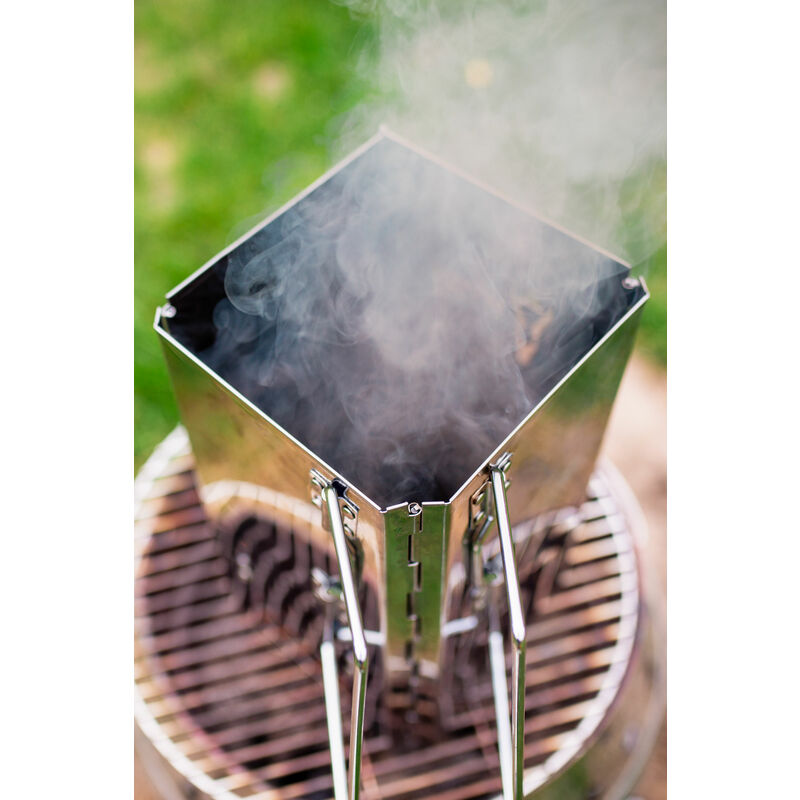 Caminetto BBQ Piegevole In Acciaio Inox - 16x16x29 Cm, Per Accensione Carbonella, Con Borsa Trasporto - Foto 8