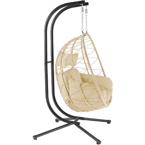 Sedia Sospesa Per 2 Persone HinHocker - Altalena XXL In Vimini Con Cuscini, Per Interni Ed Esterni