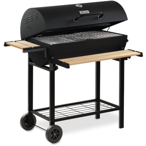 Carrello Per Barbecue BBQ-TORO - Tavolo Laterale In Acciaio, Nero, 85x50x81 Cm