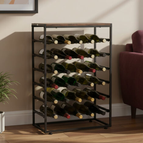 Porta Bottiglie Vino In Legno Di Pino | Capacità 56 Bottiglie | 8 Ripiani | Scaffale Da Cantina 118x72x26,5 Cm