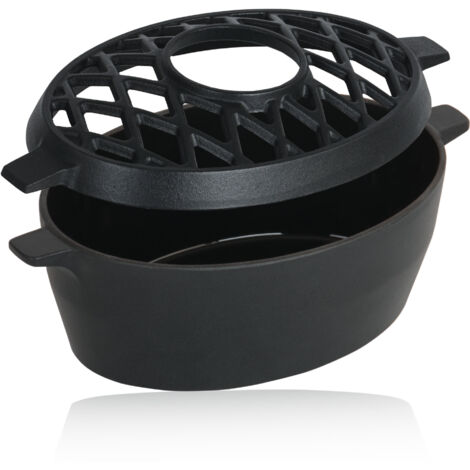 BBQ-Toro Rostiera In Ghisa 6,4 Litri – Cocotte Ovale Con Coperchio, Adatta Per Griglia, Forno E Campeggio, Trattata Termicamente