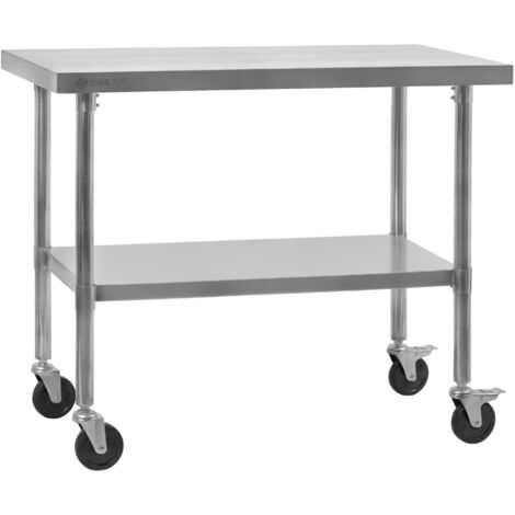 Tavolo in acciaio inox Mahlzeit  120 x 70 x 85 cm  Tavolo da lavoro, da cucina, di preparazione