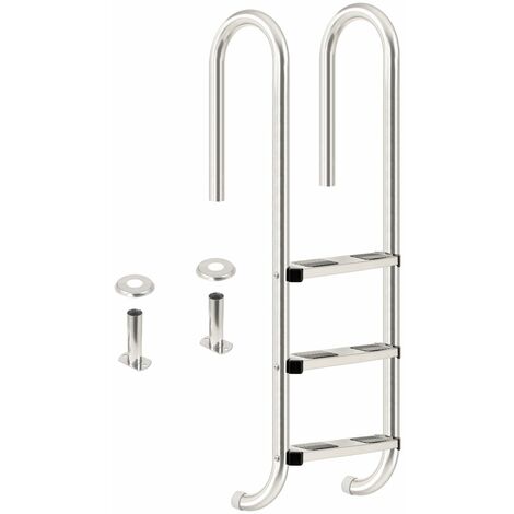 Zelsius Scala per piscina in acciaio inox con 3 gradini  50 x 26,5 x 132 cm