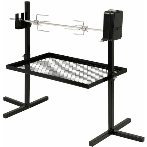 BBQ-Toro Set di spiedini per grigliate mobili con griglia per carbonella, 2 aghi per carne, motore