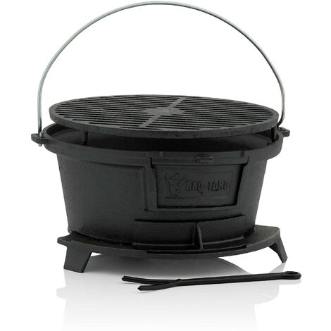 BBQ-Toro Pentola per grigliare in ghisa con griglia per grigliare 43 x 42 x 21,5 cm Stile Hibachi