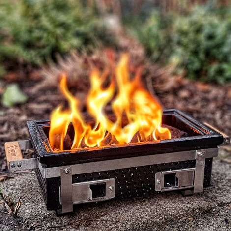 Grill in ghisa Pre-stagionato in Ferro Hibachi Grill, griglia a Carbone Portatile for Campeggio all'aperto, BBQ. Superficie da Cucina 13, Regalo BSET