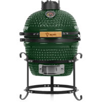BBQ-Toro Barbecue Kamado a carbone Haiiro Ø 32 cm con termometro, manico in legno Verde ceramica