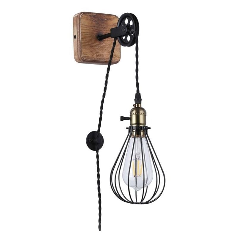 Lampe murale vintage PENDOL avec prise Noir