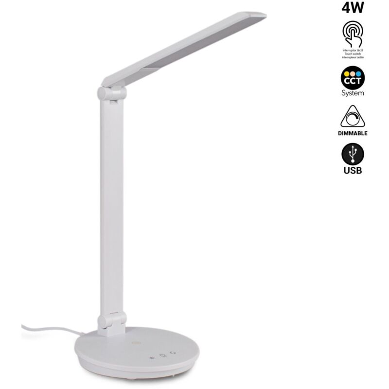 Lampe de bureau LED USB, 4W, sélectionnable, dimmable