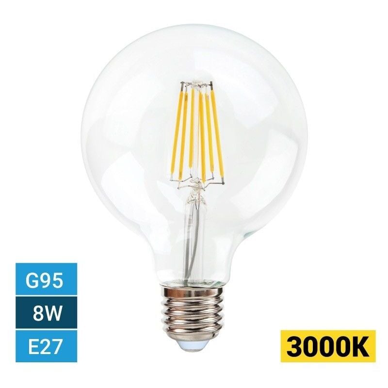 Ampoule à filament LED G95 E27 8W Blanc Chaud