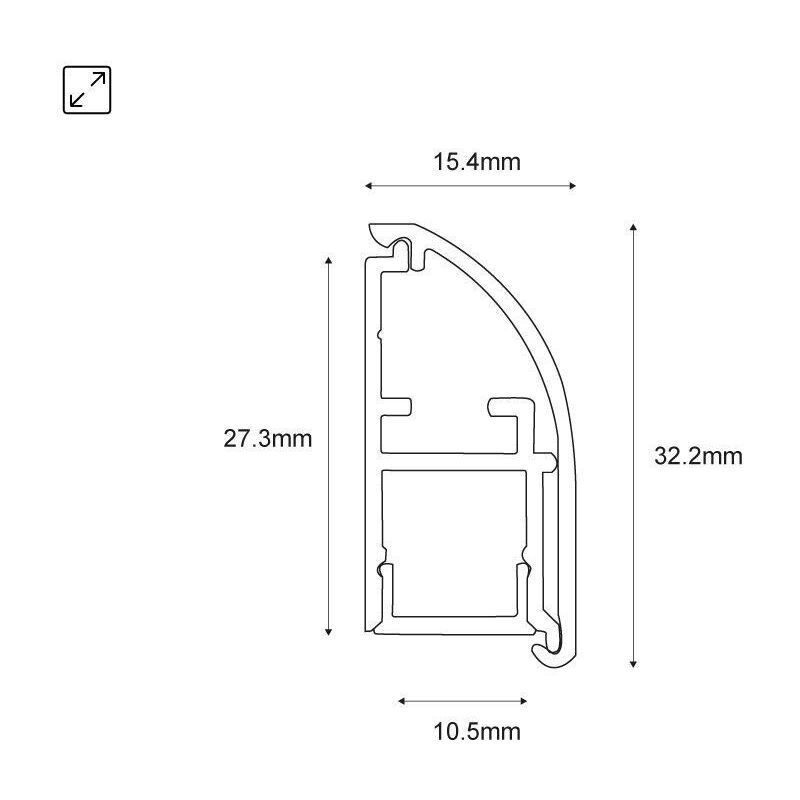 Diffuseur Clip Profile 15.4mm Blanc 2m pour bandeaux LED