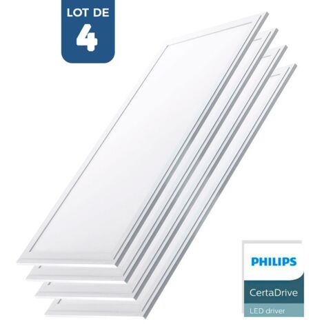 Barcelona Led – Lot de 4 panneaux LED 120x30 cm extra-plats – Driver Philips – 44W – Blanc neutre – Éclairage homogène sans scintillement